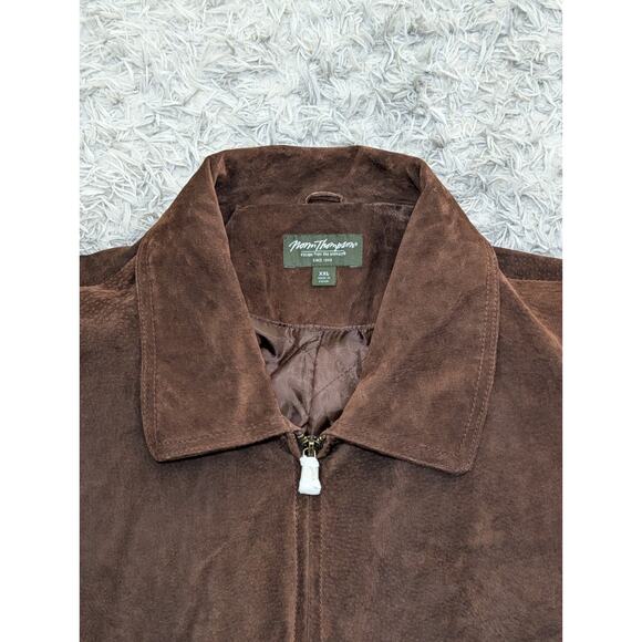 Norm Thompson Mens Brown Suede Leather Insulated Bomber Jacket Size XXL - Picture 7 of 16